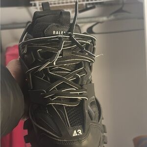 Balenciaga Black and Gray Lace-Up Sneakers